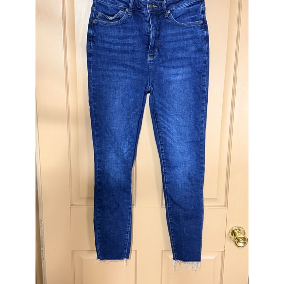 Judy Blue Denim - Judy Blue Los Angeles Skinny Fit Raw Hem High Rise Jeans Dark Wash Blue sz 9/29